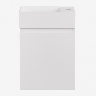 Abigail Suspended Wooden Bathroom Furniture Set With Integrated Sink Matte White - Sklum