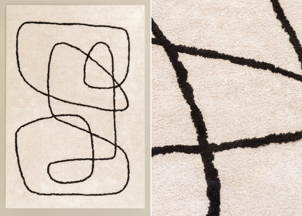 Rectangular rug 200x300 cm in cotton Edith