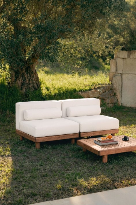 Edrien acacia 2-piece modular sofa and coffee table garden set