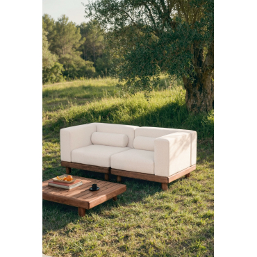 2-piece Modular Sofa Garden Set With 2 Corner Modules And Acacia Edrien Coffee Table Acacia Brown - Sklum