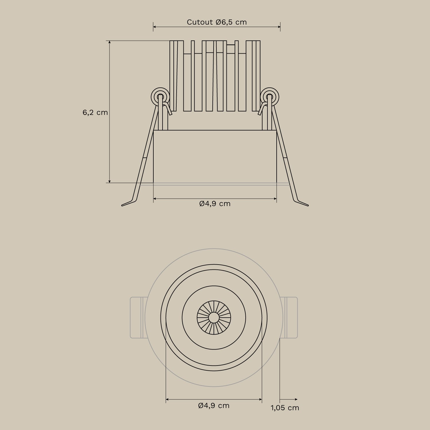 Round trimless recessed LED downlight in aluminum Luisiana, medidas