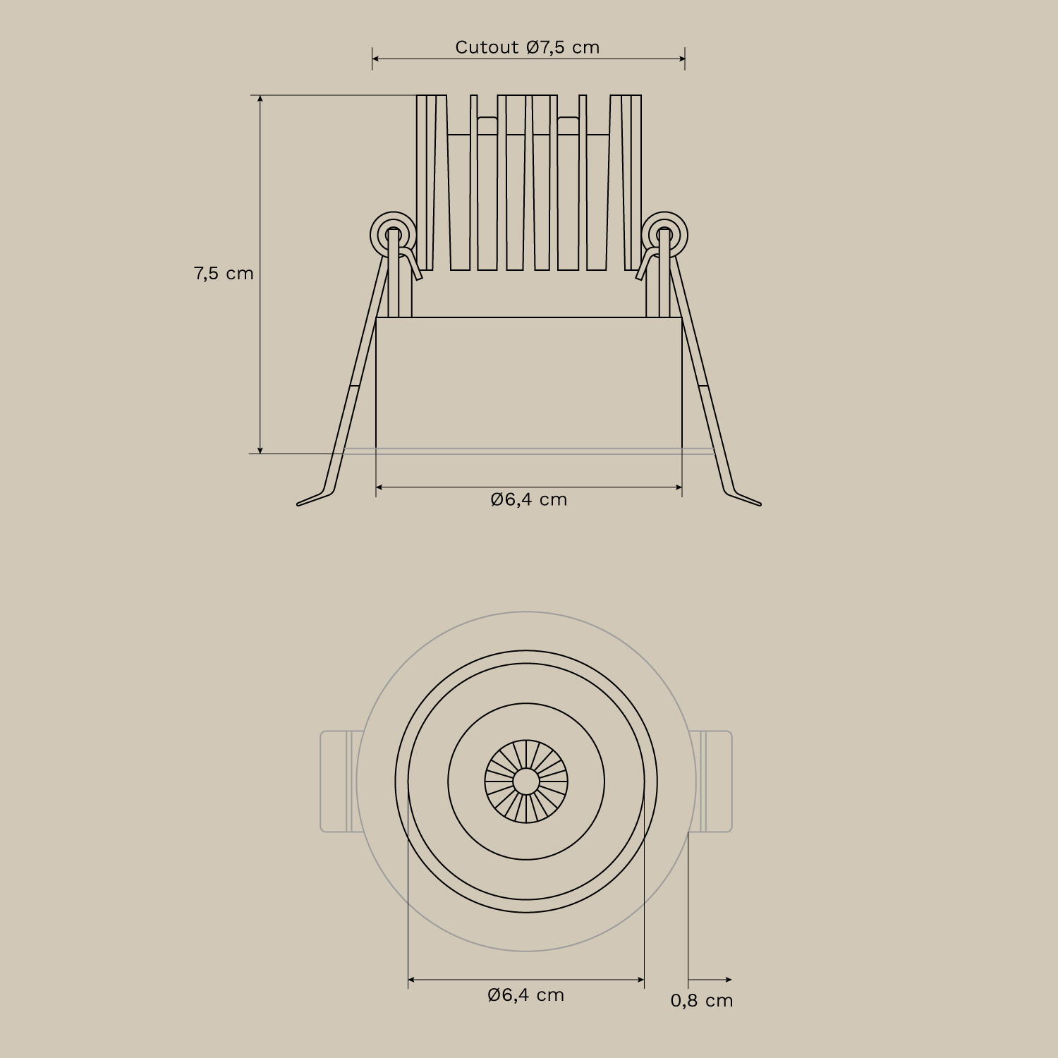 Round trimless recessed LED downlight in aluminum Luisiana, medidas