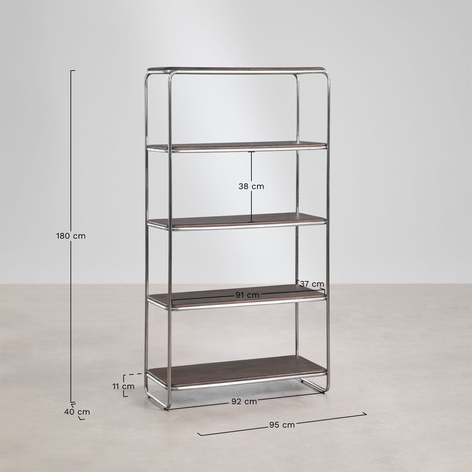 Acacia wood and stainless steel shelving Altrex, medidas