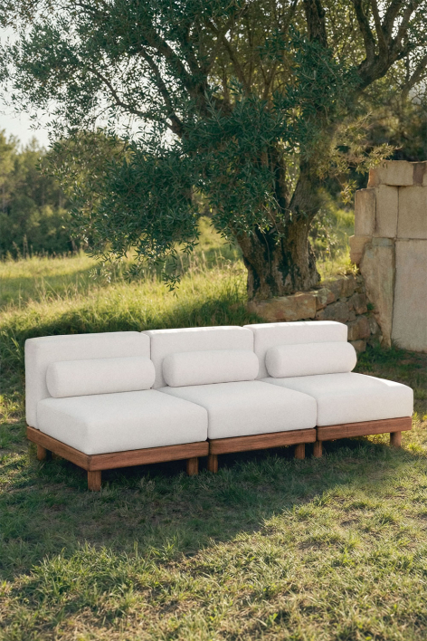 3-piece Edrien acacia garden modular sofa