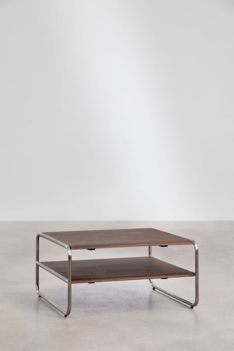 Acacia wood and stainless steel coffee table Altrex - Dark Acacia Brown