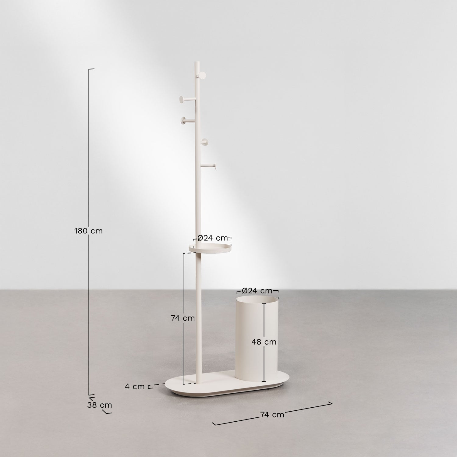 Isalune iron standing coat rack with umbrella stand, medidas