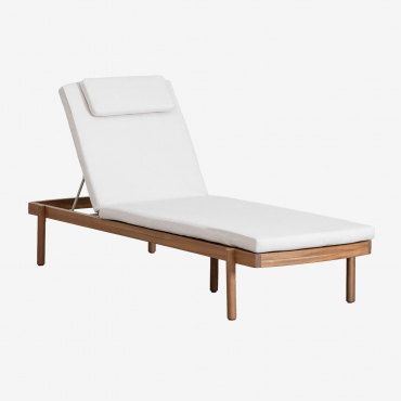 Pack Of 2 Reclining Loungers In Acacia Wood With Aderyn Cushion Acacia Brown - Sklum