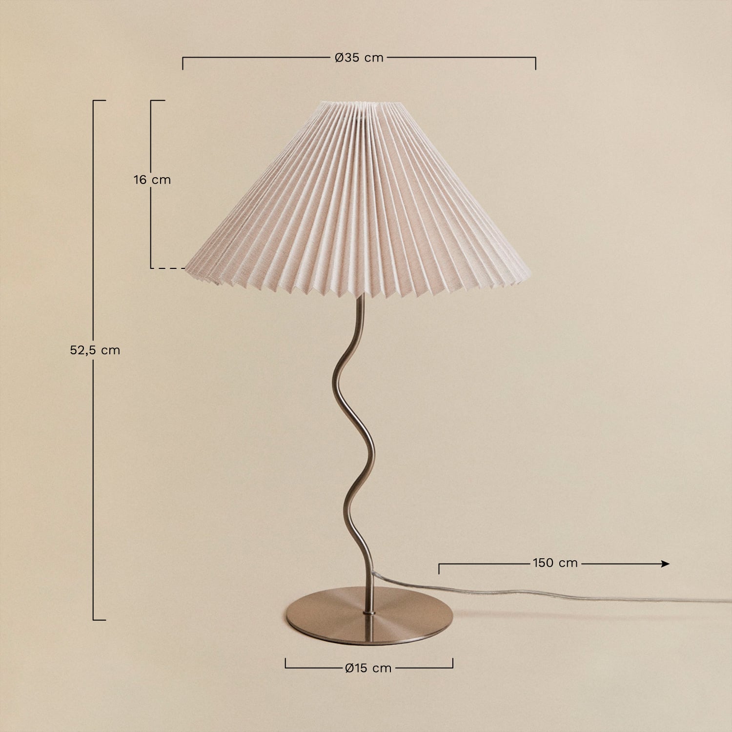 Siliema table lamp in iron and linen, medidas