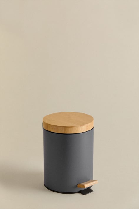 Outdoor pedal bin in galvanized steel and bamboo Sosua