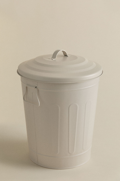 Outdoor trash can with lid in galvanized steel Susi
