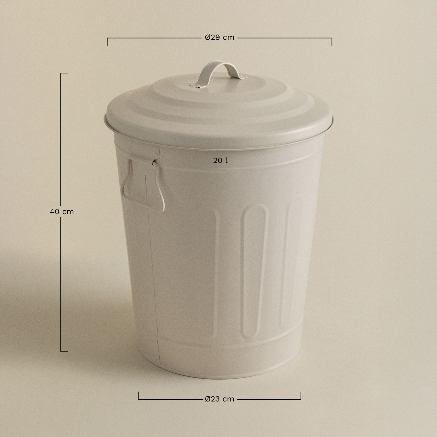 Outdoor trash can with lid in galvanized steel Susi, medidas