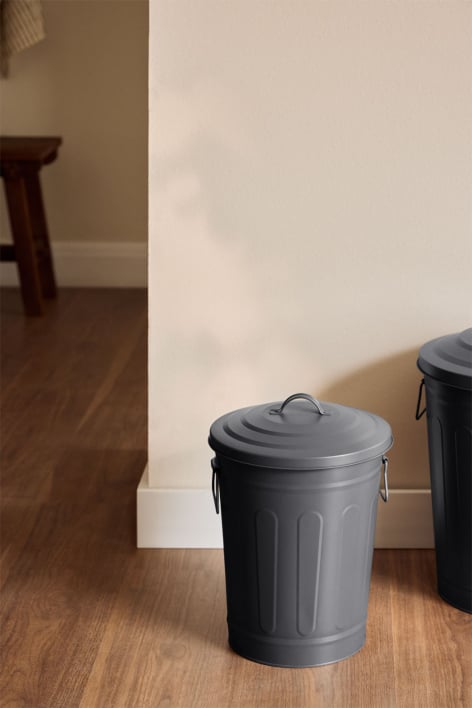 Trash can with lid in galvanized steel Susi - Grey Graphite