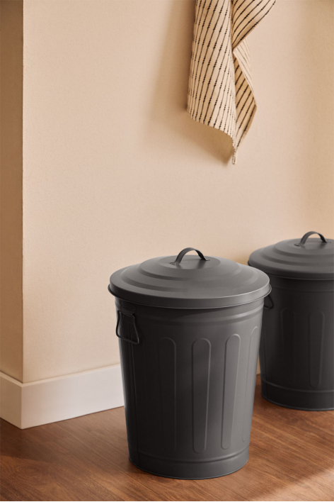 Trash can with lid in galvanized steel Susi