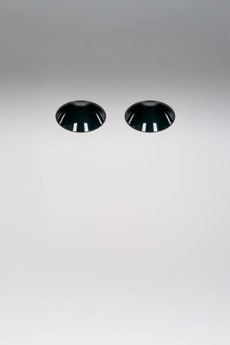 Pack of 2 round trimless recessed LED downlights for outdoor use in aluminum Luisiana