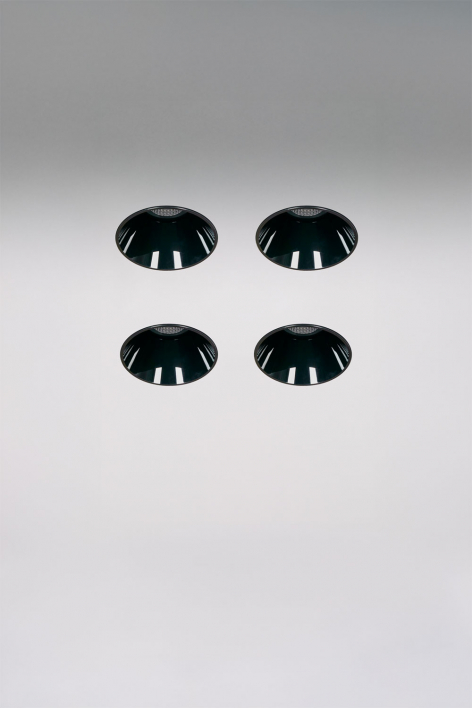Pack of 4 round Ø3.6 cm trimless frameless recessed LED downlights in Luisiana aluminum