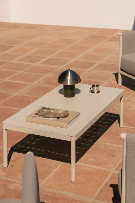 Boleni rectangular 110x60 cm aluminum garden coffee table - Tapioca Beige