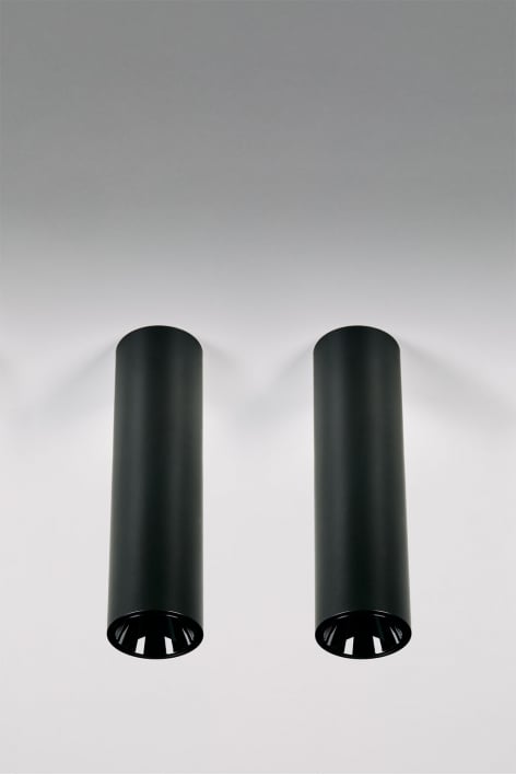 Pack of 2 round surface-mounted LED ceiling lights Ø4 cm in aluminum Luisiana