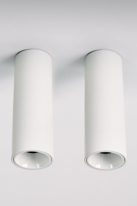 Pack of 2 round surface-mounted LED ceiling lights Ø7.2 cm in aluminum Luisiana
