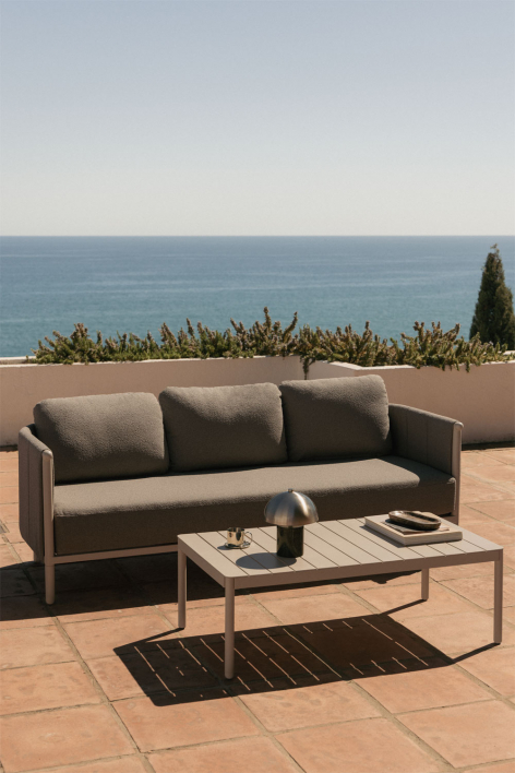 Boleni aluminum garden set with 3-seater bouclé sofa and coffee table - Bouclé Brown Wheat
