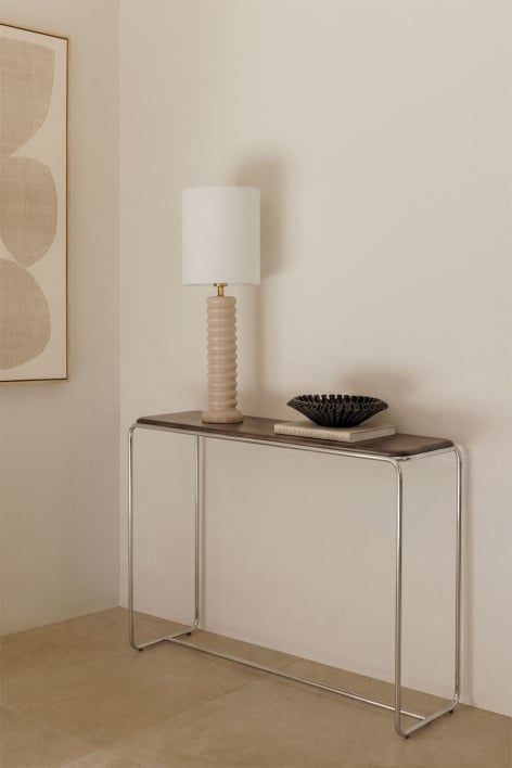 Altrex 120x35 cm acacia wood and stainless steel hallway console table - Dark Acacia Brown