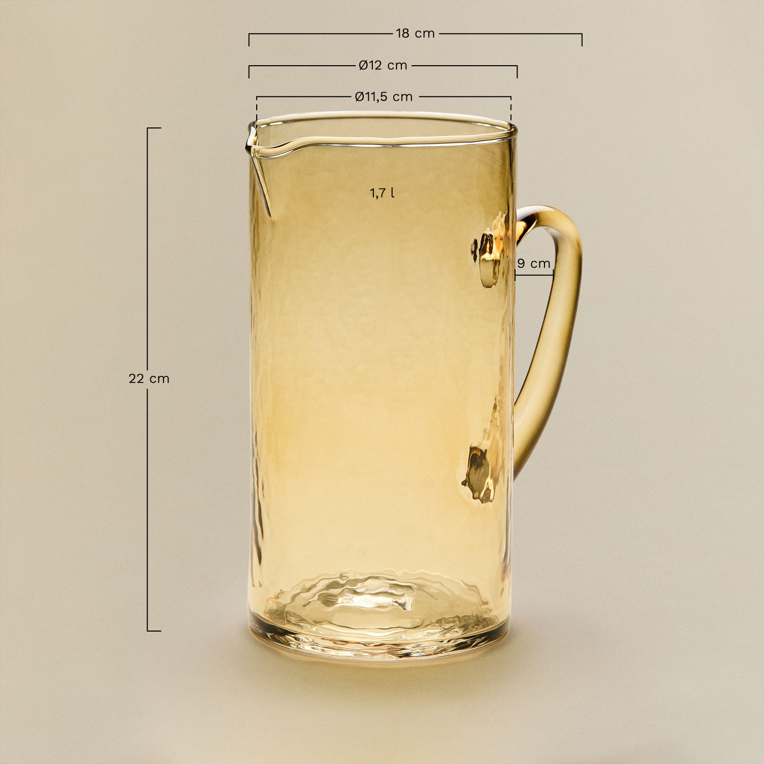 Leomie 1.7 L glass pitcher, medidas