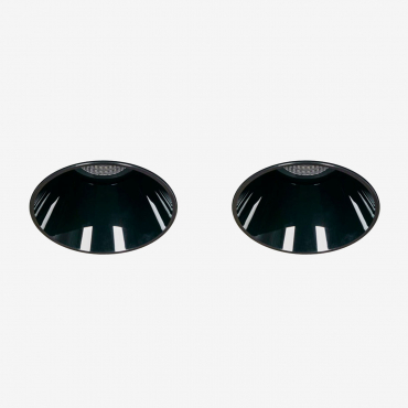 Pack Of 2 Round Ø6.8 Cm Trimless Recessed Led Downlights For Outdoor Use In Aluminum Luisiana Black & Warm White 2700k & 8 W & 38o - Sklum