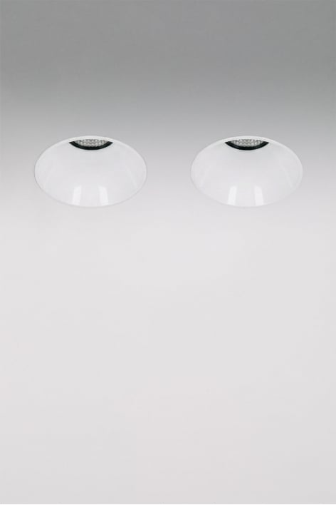 Pack of 2 round Ø6.8 cm trimless recessed LED downlights for outdoor use in aluminum Luisiana