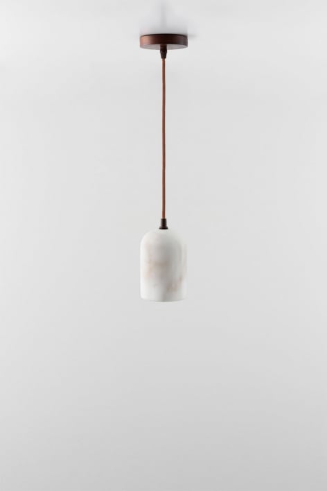 Rauma hanging ceiling lamp in alabaster and wood - Alabaster