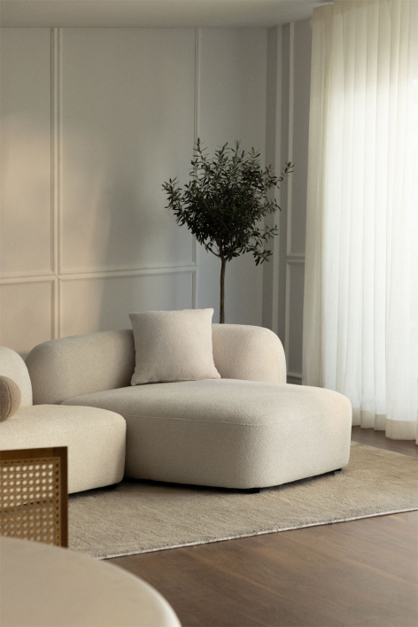 Right chaise longue module for modular sofa in Coco chenille - Thick Chenille White