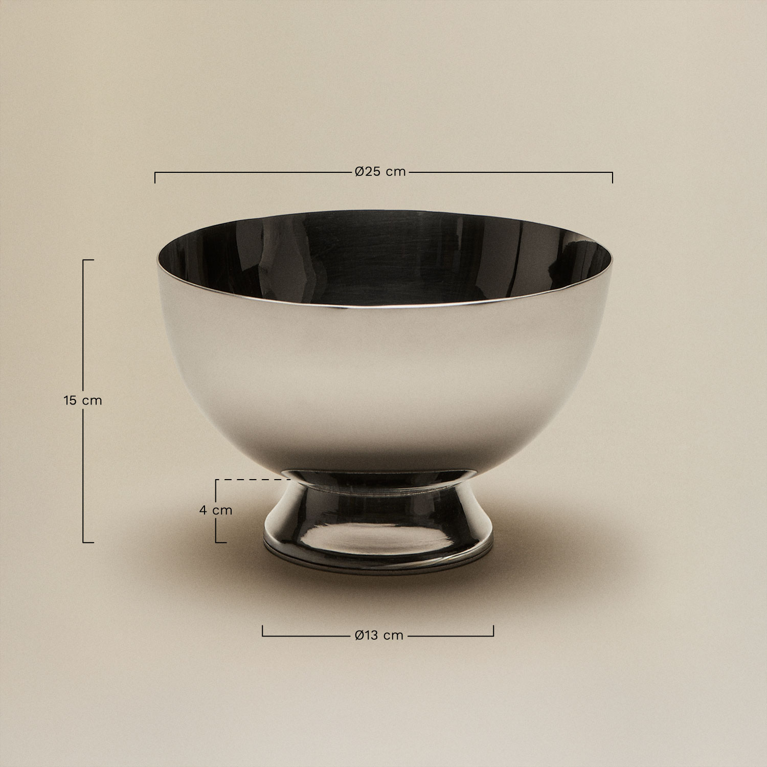 Ladispoli stainless steel salad bowl, medidas