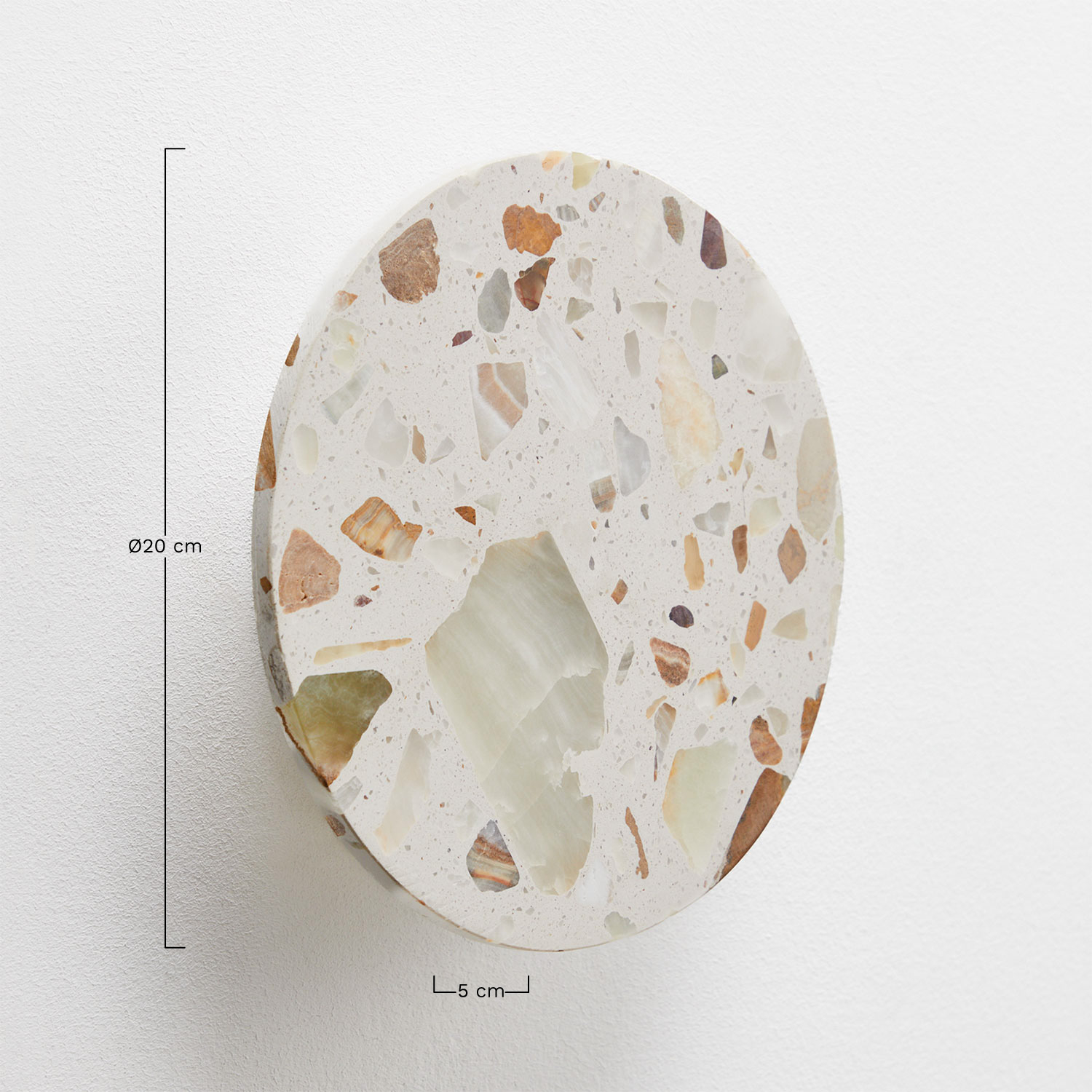 Balduina natural stone LED wall light Ø20 cm, medidas