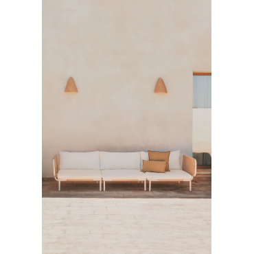 3-piece Modular Sofa Garden Set With 2 Corner Modules In Roubly Steel Almond Beige - Sklum