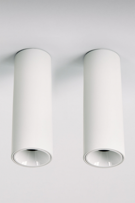 Pack of 2 round surface-mounted LED ceiling lights Ø7.2 cm for outdoor use in aluminum Luisiana