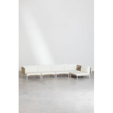5-piece Roubly Steel Corner Garden Modular Sofa Almond Beige - Sklum