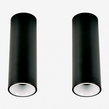 Pack Of 2 Round Surface-mounted Led Ceiling Lights Ø7.2 Cm For Outdoor Use In Aluminum Luisiana Black - White & White 3000k & 11 W & 23o - Sklum