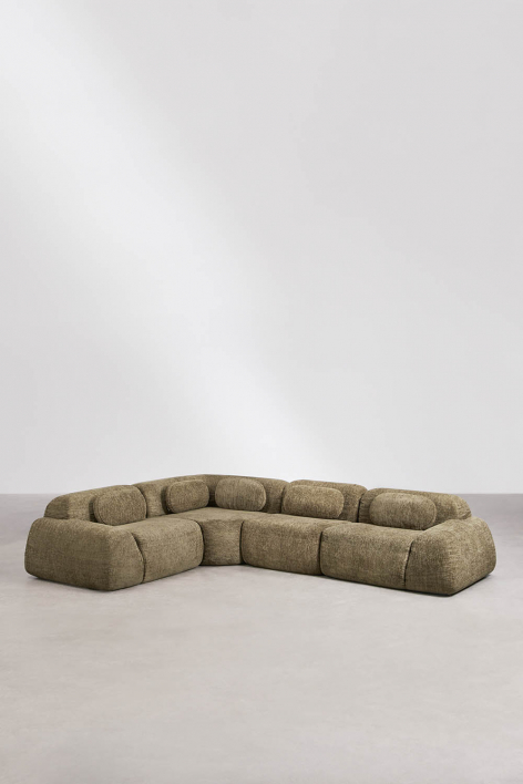 4-piece modular corner sofa in vacuum-packed chenille Merida