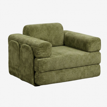 Vacuum-packed Corduroy Sofa Bed Paoly Corduroy Army Green - Sklum