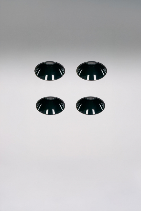 Pack of 4 round Ø3.6 cm trimless frameless recessed LED downlights for outdoor use in aluminum Luisiana