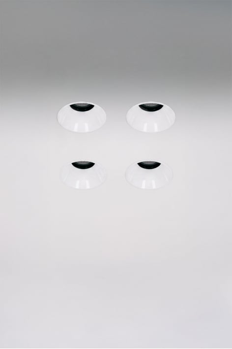 Pack of 4 round Ø3.6 cm trimless frameless recessed LED downlights for outdoor use in aluminum Luisiana