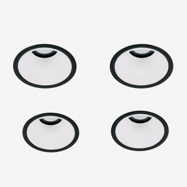 Pack Of 4 Recessed Led Downlights With Round Frames Ø8 Cm For Outdoor Use In Aluminum Luisiana Black - White & Neutral White 3500k & 10 W & 38o -