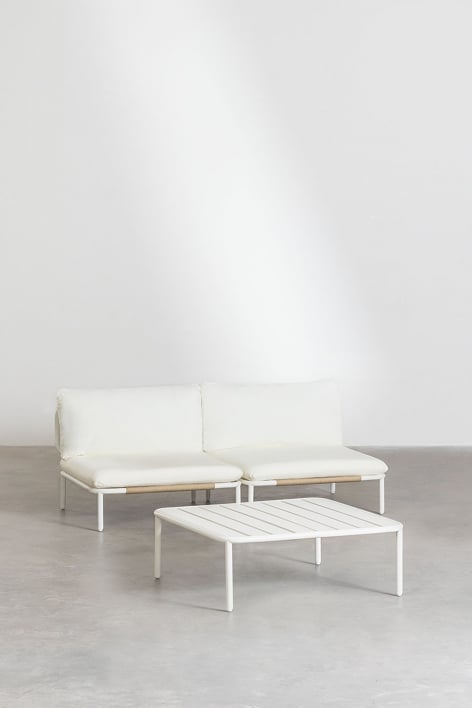 Roubly steel 2-piece modular sofa and coffee table garden set