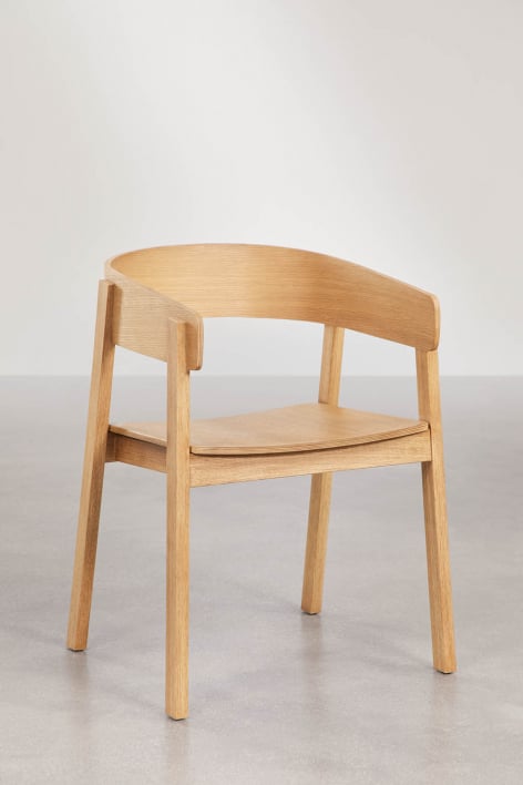 Olsen oak wood dining chair with armrests - Natural Wood