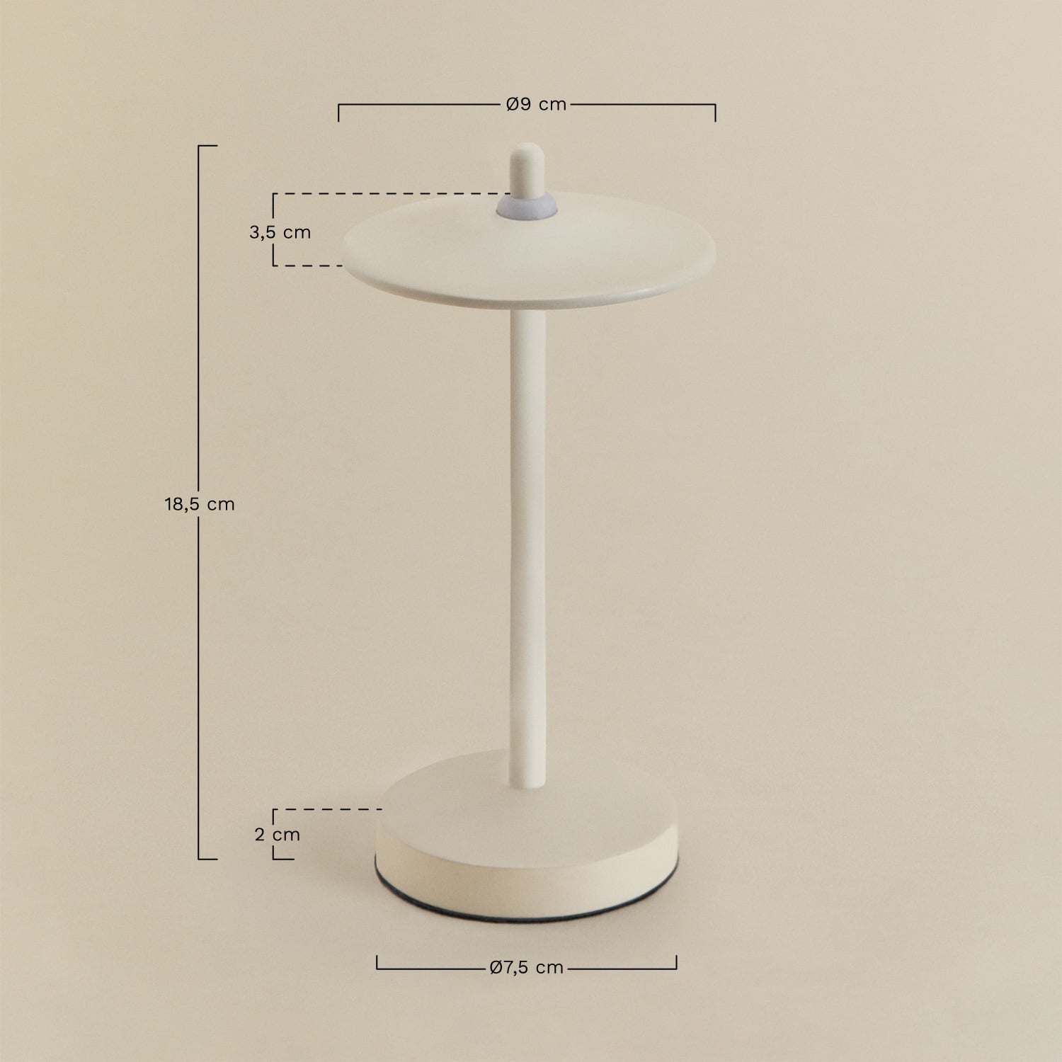 Zuniga wireless LED iron table lamp, medidas