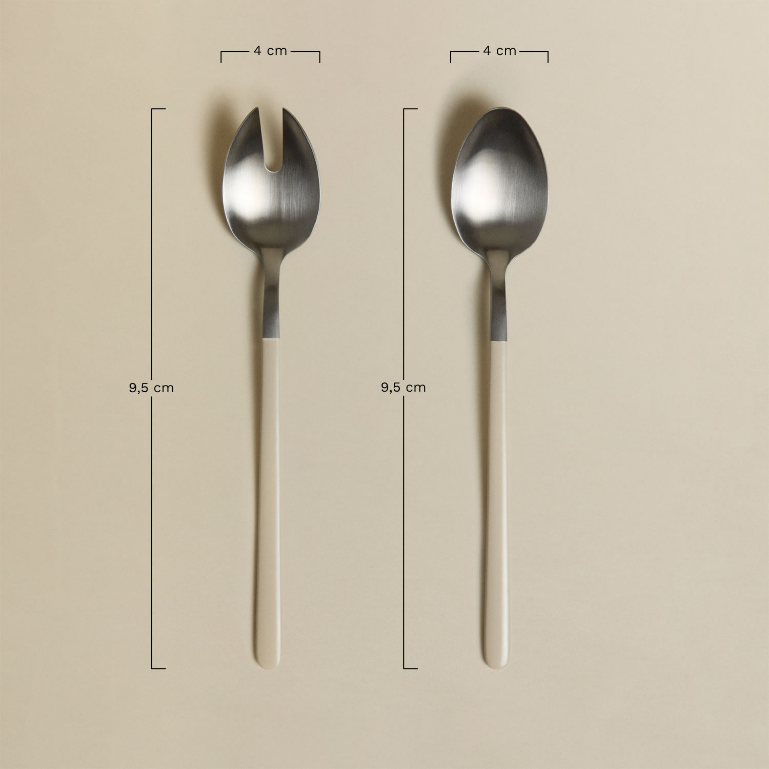 Set de 2 cubiertos para ensalada en acero inoxidable Cressida, medidas