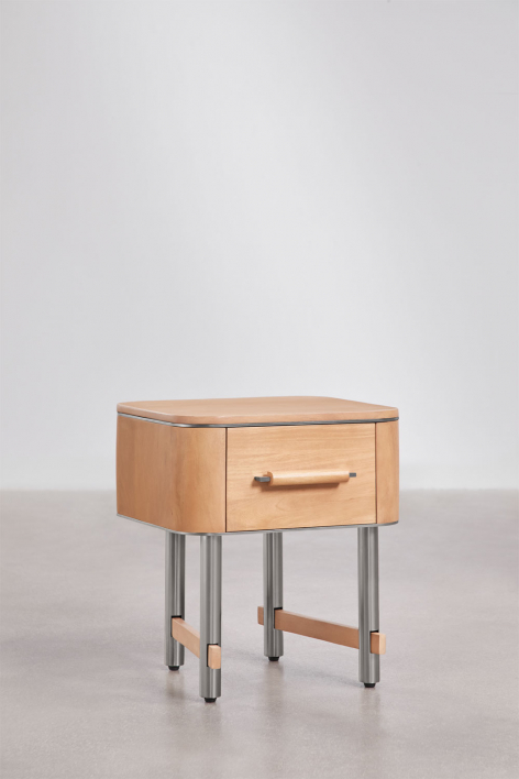 Pack of 2 bedside tables 45x40 cm in mango wood and steel Osaka