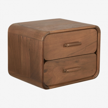 Pack Of 2 Floating Bedside Tables 40x30 Cm In Aylin Wood Dark Acacia Brown - Sklum