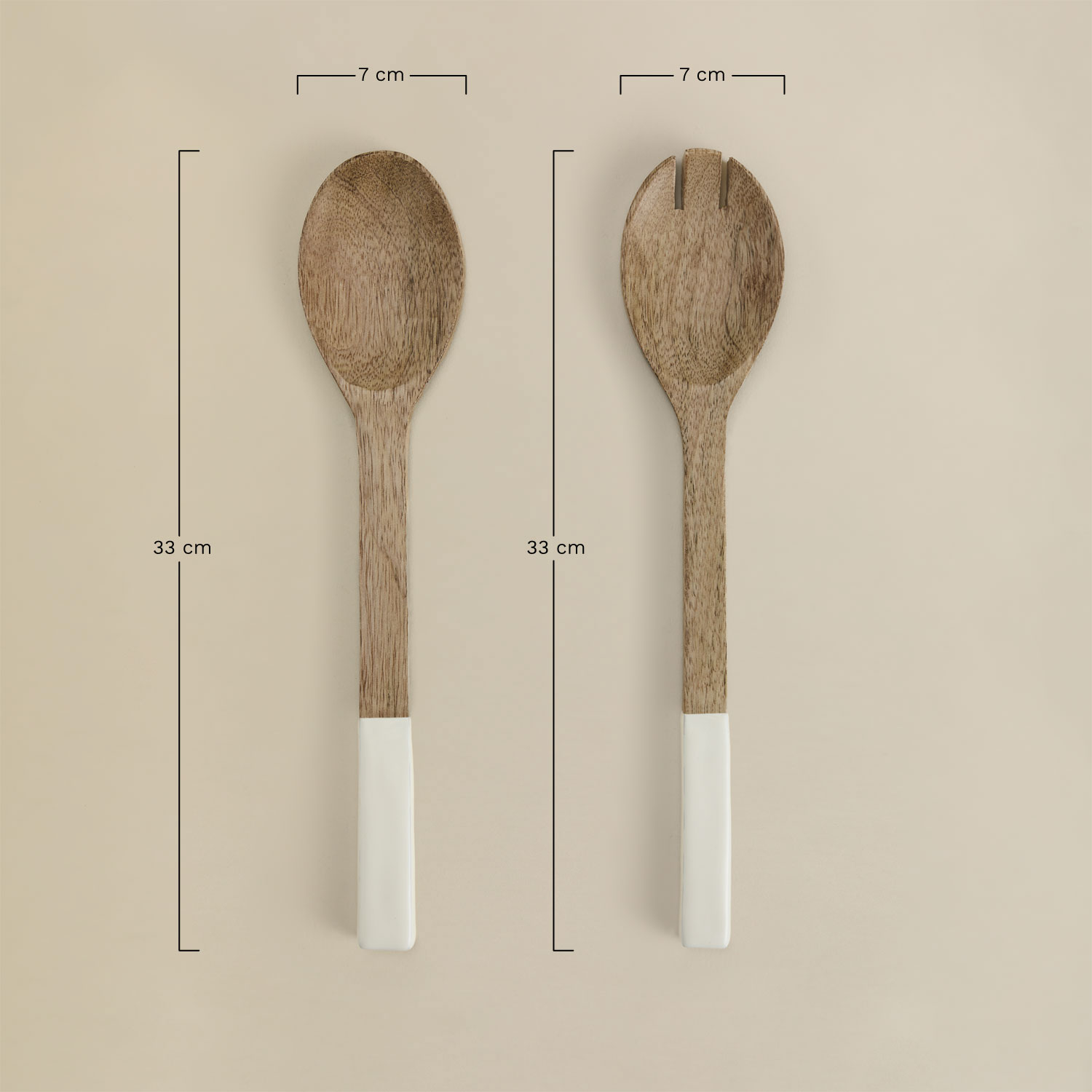 Set of 2 salad servers in mango wood Fruela, medidas