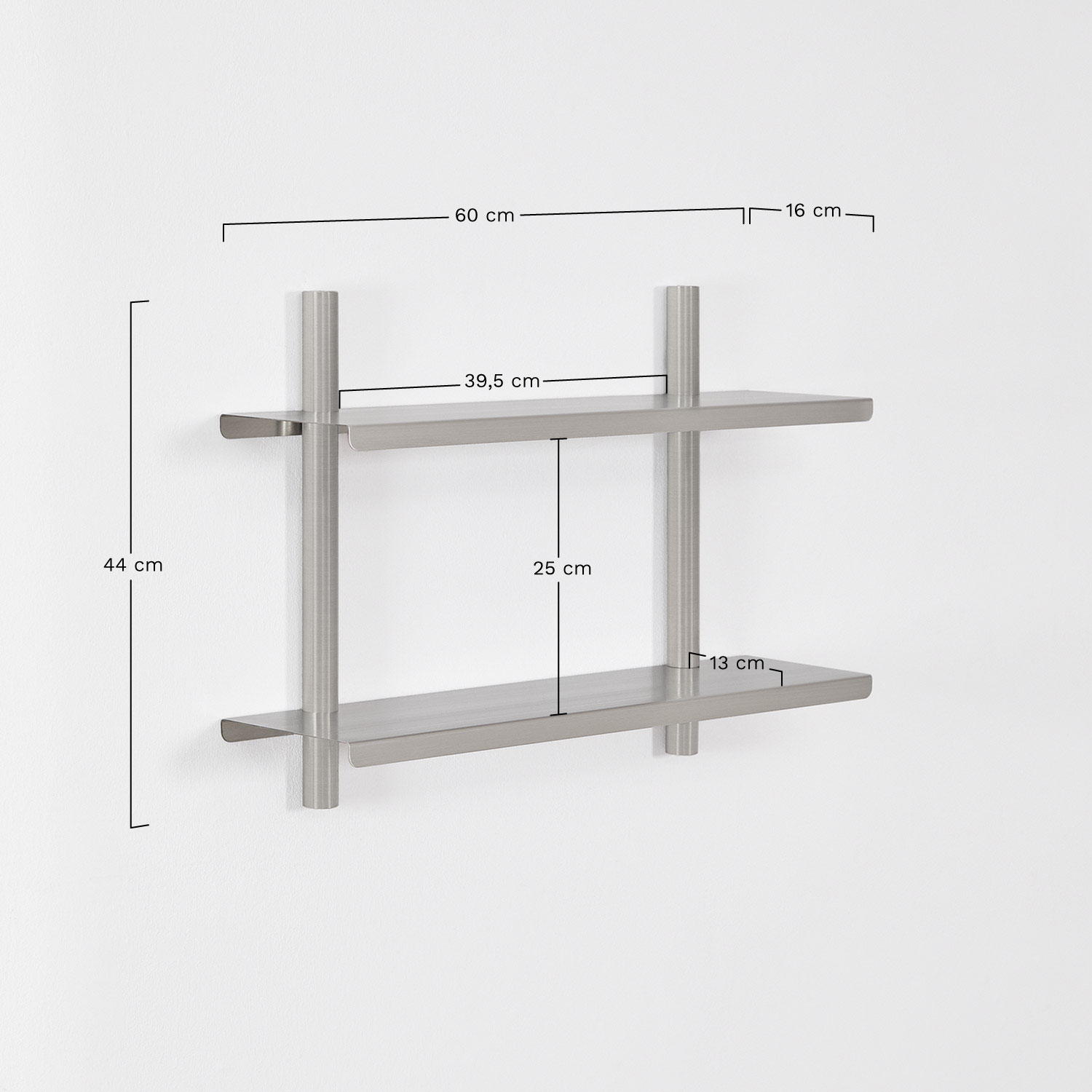 Eralia stainless steel wall shelf, medidas