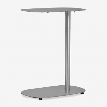 Geninda Oval Side Table 40x25 Cm In Stainless Steel Brushed Grey - Sklum
