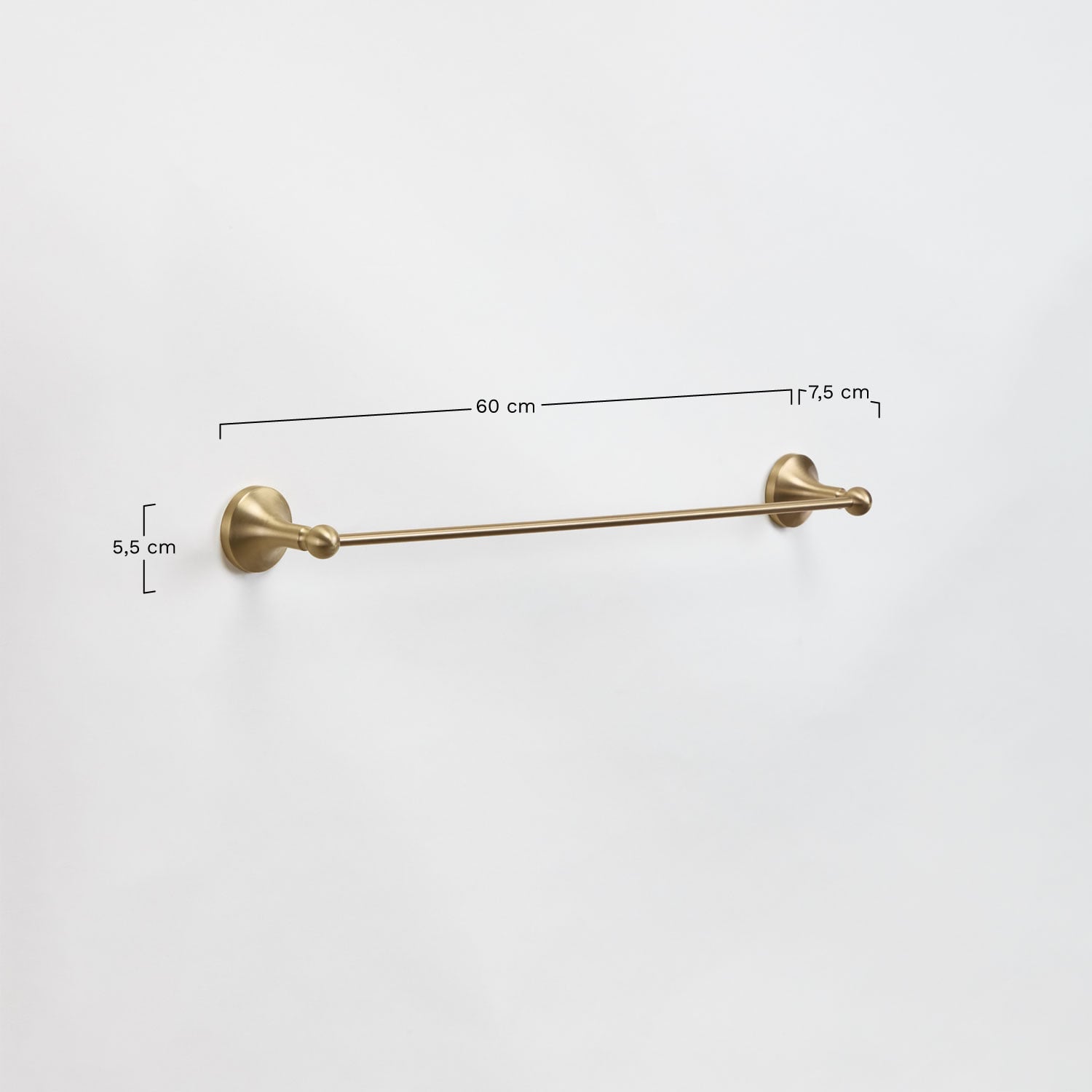 Alejandra stainless steel bathroom wall towel rack with bar ↔︎60 cm, medidas